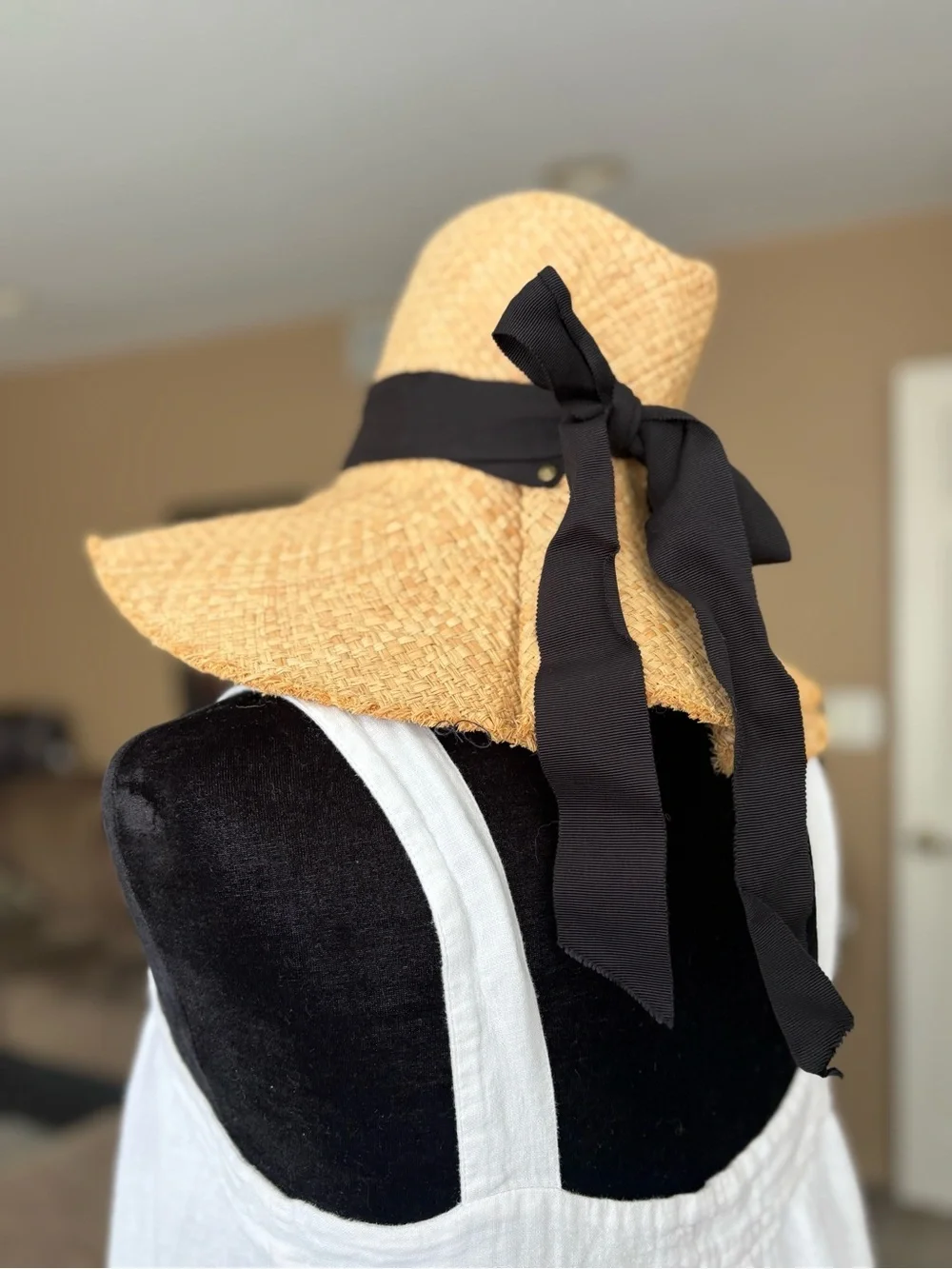Lola Hats Wide-Brim Straw Sun Hat with Black Band - Natural